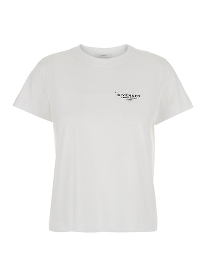 Givenchy Women White Crewneck T-Shirt With Logo Lettering On Front And Rear In Cotton Woman by Luosophy