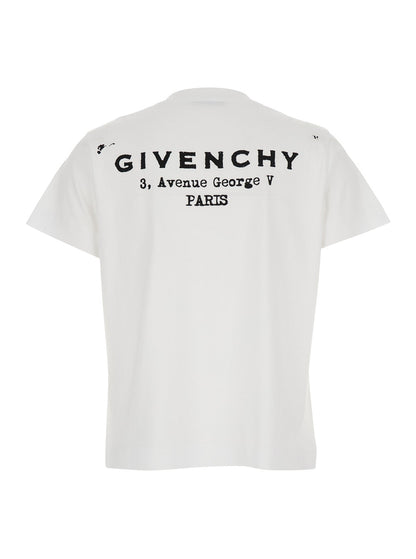 Givenchy Women White Crewneck T-Shirt With Logo Lettering On Front And Rear In Cotton Woman by Luosophy