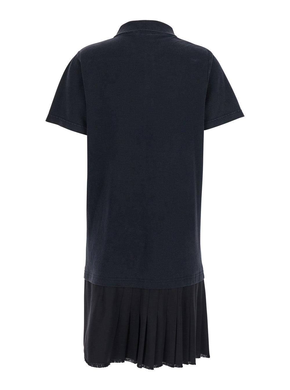 Balenciaga Women Black Layered Dress With Polo Shirt Style Collar And Safety Pin Detail In Cotton Woman by Luosophy