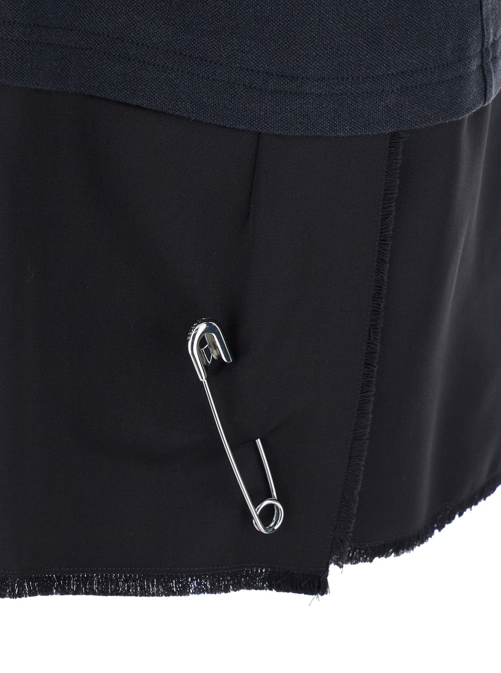 Balenciaga Women Black Layered Dress With Polo Shirt Style Collar And Safety Pin Detail In Cotton Woman by Luosophy