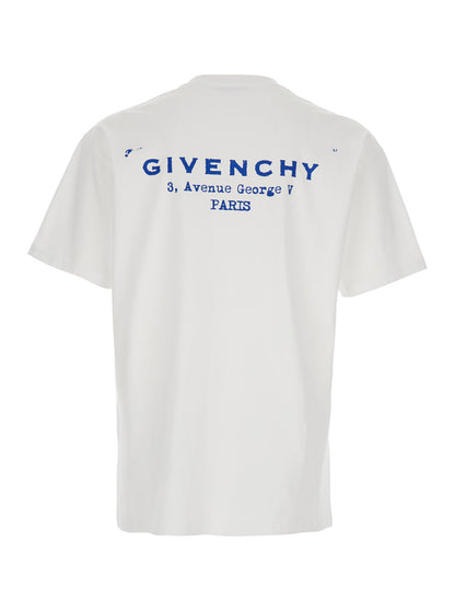 Givenchy Men White Crewneck T-Shirt With Logo Lettering On The Rear In Cotton Man by Luosophy