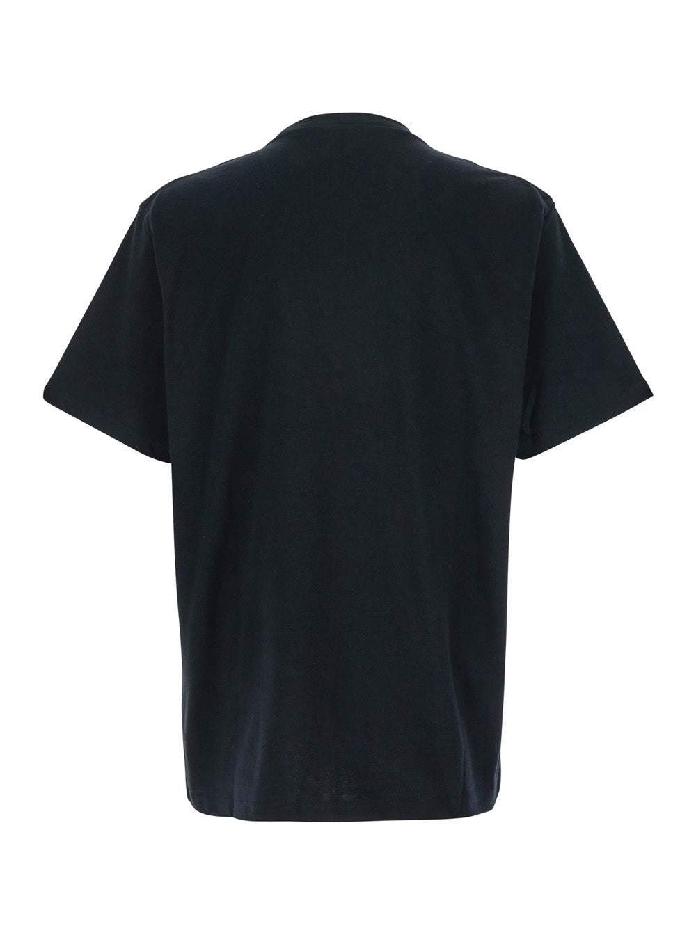 Jw Anderson Men Black Crewneck T-Shirt With Logo Lettering Embroidery On The Front In Cotton Man by Luosophy