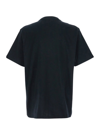Jw Anderson Men Black Crewneck T-Shirt With Logo Lettering Embroidery On The Front In Cotton Man by Luosophy