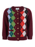 Ganni Women Multicolor Crewneck Cardigan With Jewel Buttons And Gemetric Motif On The Front In Wool And Cashmere Woman by Luosophy