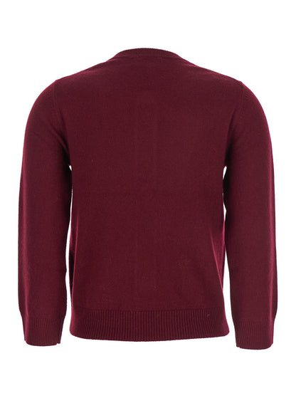 Ganni Women Multicolor Crewneck Cardigan With Jewel Buttons And Gemetric Motif On The Front In Wool And Cashmere Woman
