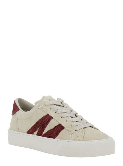 Moncler Women White Low Top Sneakers With Logo Detail On The Side And Logo Patch On The Tongue In Leather Woman by Luosophy
