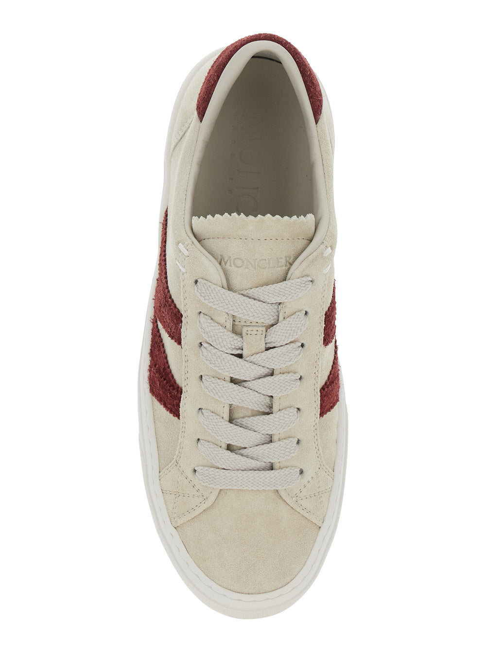 Moncler Women White Low Top Sneakers With Logo Detail On The Side And Logo Patch On The Tongue In Leather Woman by Luosophy
