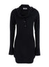 The Attico Women Black Mini Dress With Cowl Neck And Flared Sleeves In Wool And Cashmere Woman by Luosophy