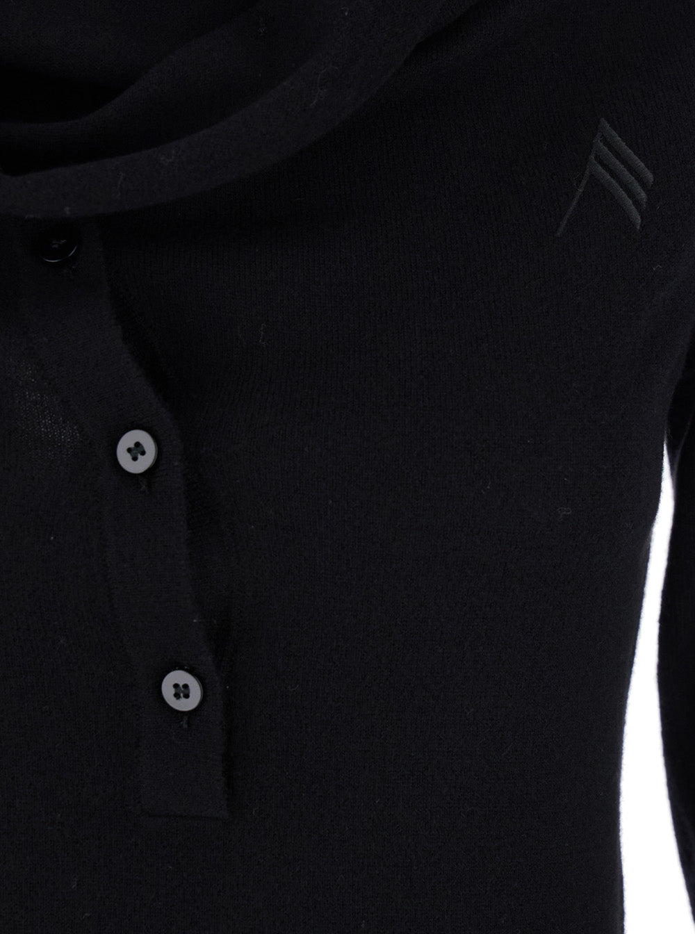 The Attico Women Black Mini Dress With Cowl Neck And Flared Sleeves In Wool And Cashmere Woman by Luosophy