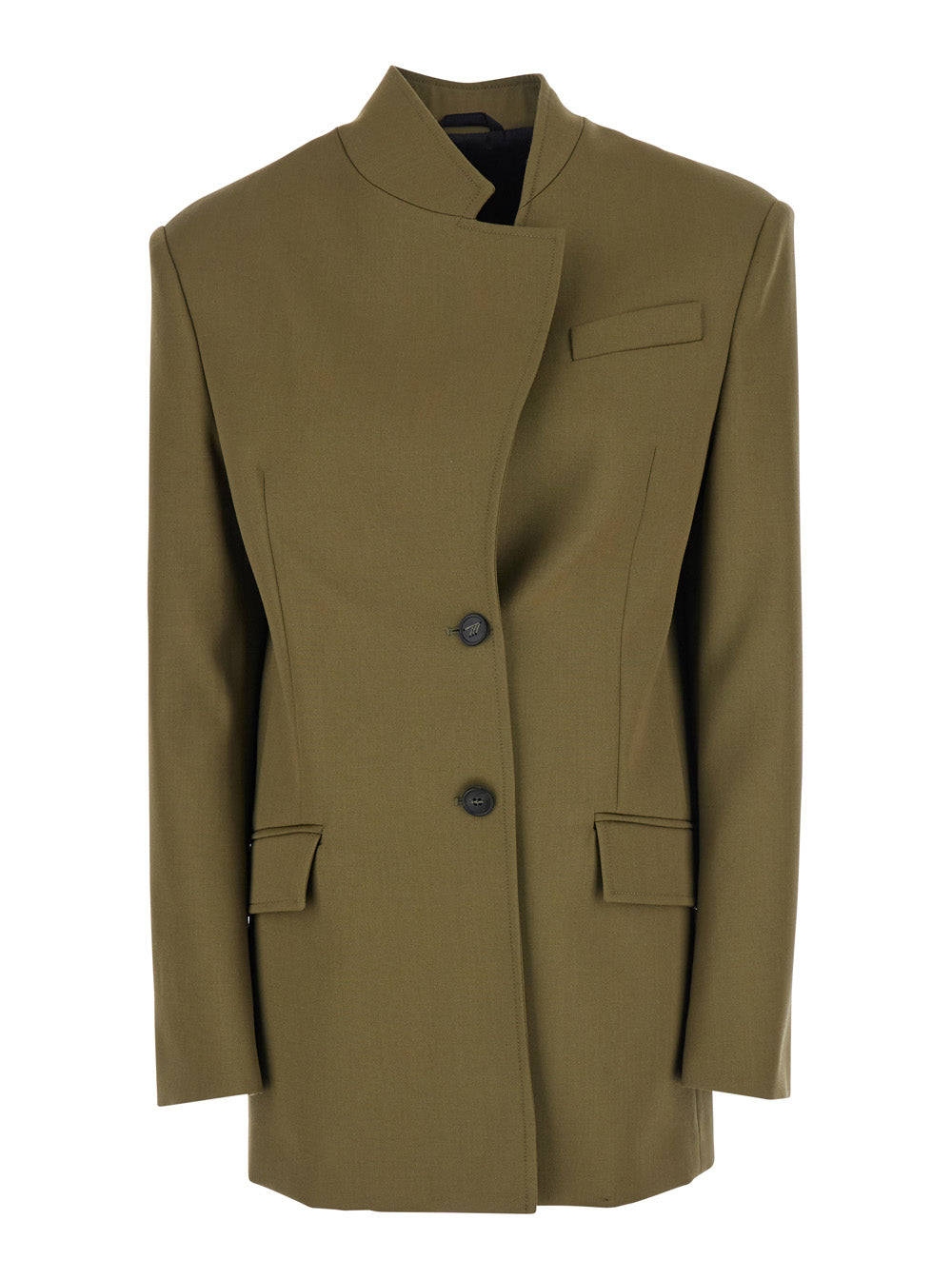 The Attico Women Green Jacket With Asymmetric Closure On The Front In Wool Woman by Luosophy
