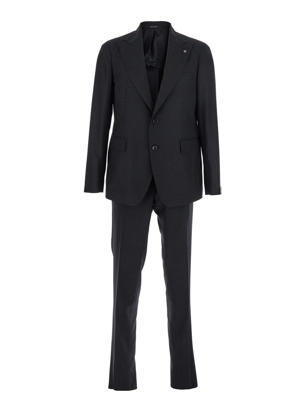 Tagliatore Men Black Single-Breasted Suit With Peak Revers In Wool Stretch Man by Luosophy