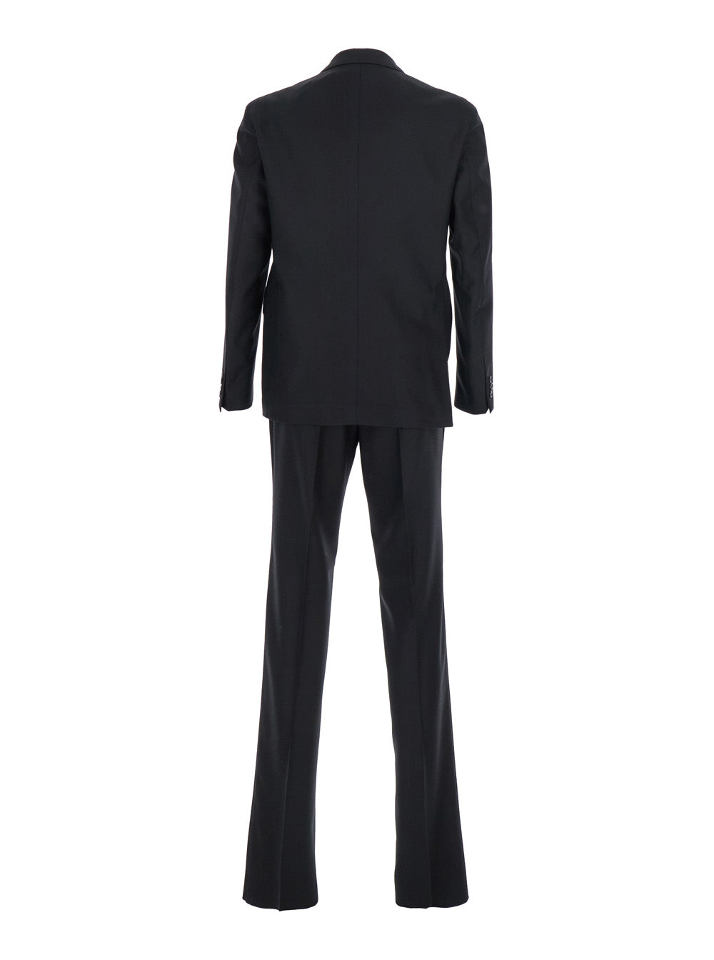 Tagliatore Men Black Single-Breasted Suit With Peak Revers In Wool Stretch Man by Luosophy