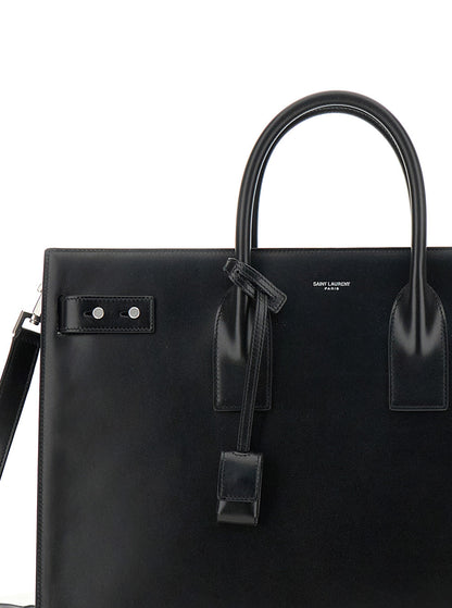 Saint Laurent Men Black Handbag With Adjustable And Removable Shoulder Strap In Leather Man by Luosophy