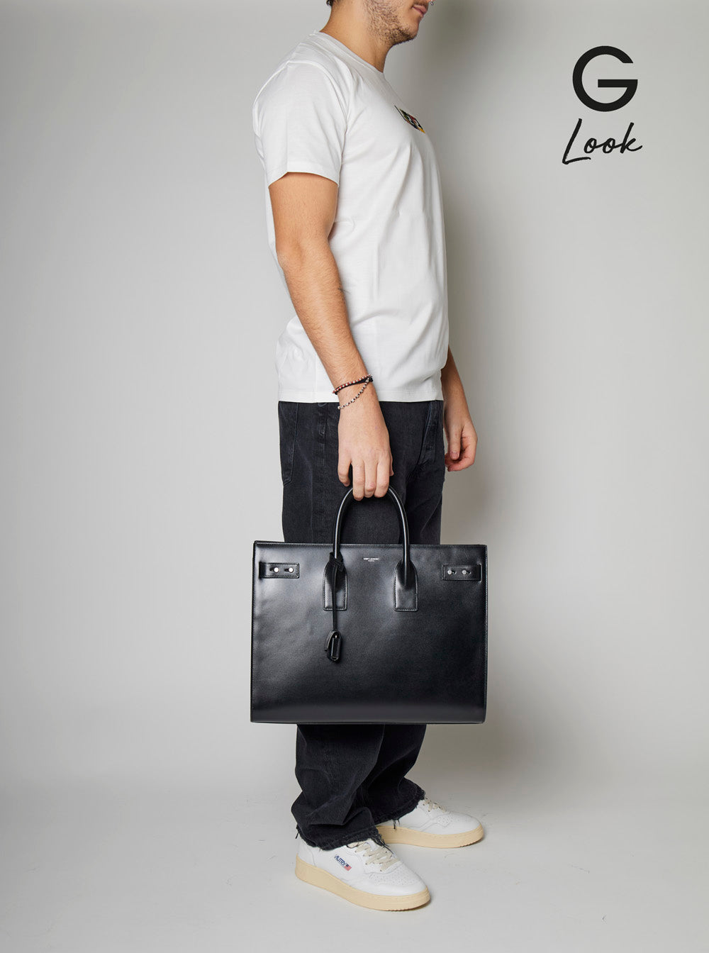 Saint Laurent Men Black Handbag With Adjustable And Removable Shoulder Strap In Leather Man by Luosophy