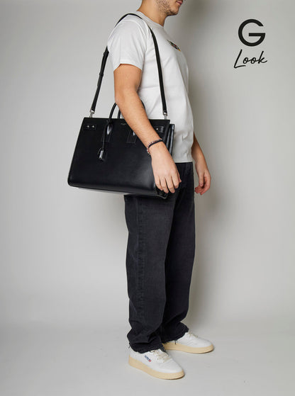 Saint Laurent Men Black Handbag With Adjustable And Removable Shoulder Strap In Leather Man by Luosophy