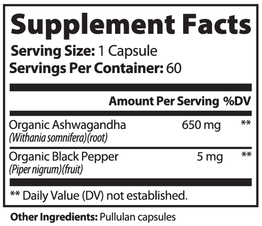 Organic Ashwagandha with Black Pepper, 60 ct. by Minimo Nutrition