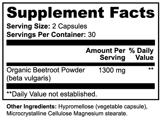 Organic Beetroot Capsuled Powder, 60 ct.