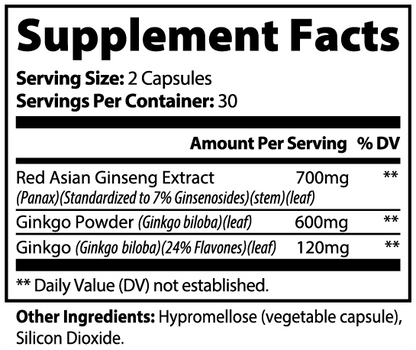 Ginkgo Biloba + Ginseng, 60 ct.