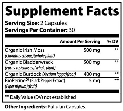 Sea Moss with Bladderwrack and Burdock Root, 60 ct. by Minimo Nutrition