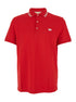 Valentino Men Red Polo Shirt With Classic Collar With Stirped Detail And Logo Patch On The Front In Cotton Piquet Man by Luosophy