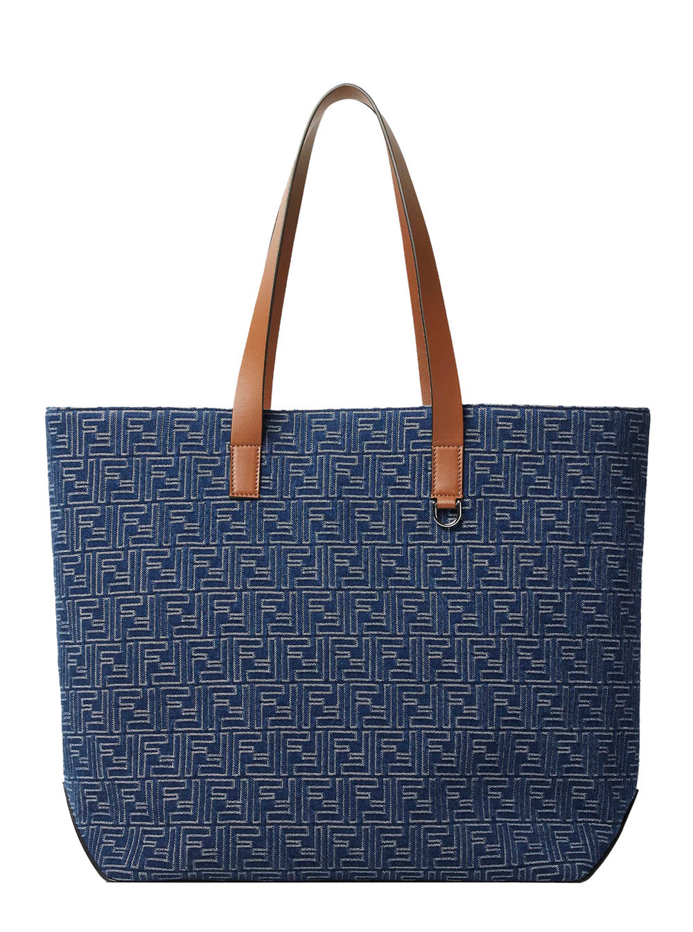 Fendi Men Blue Shopper With Long Handles And All Over Ff Motif In Cotton Man by Luosophy