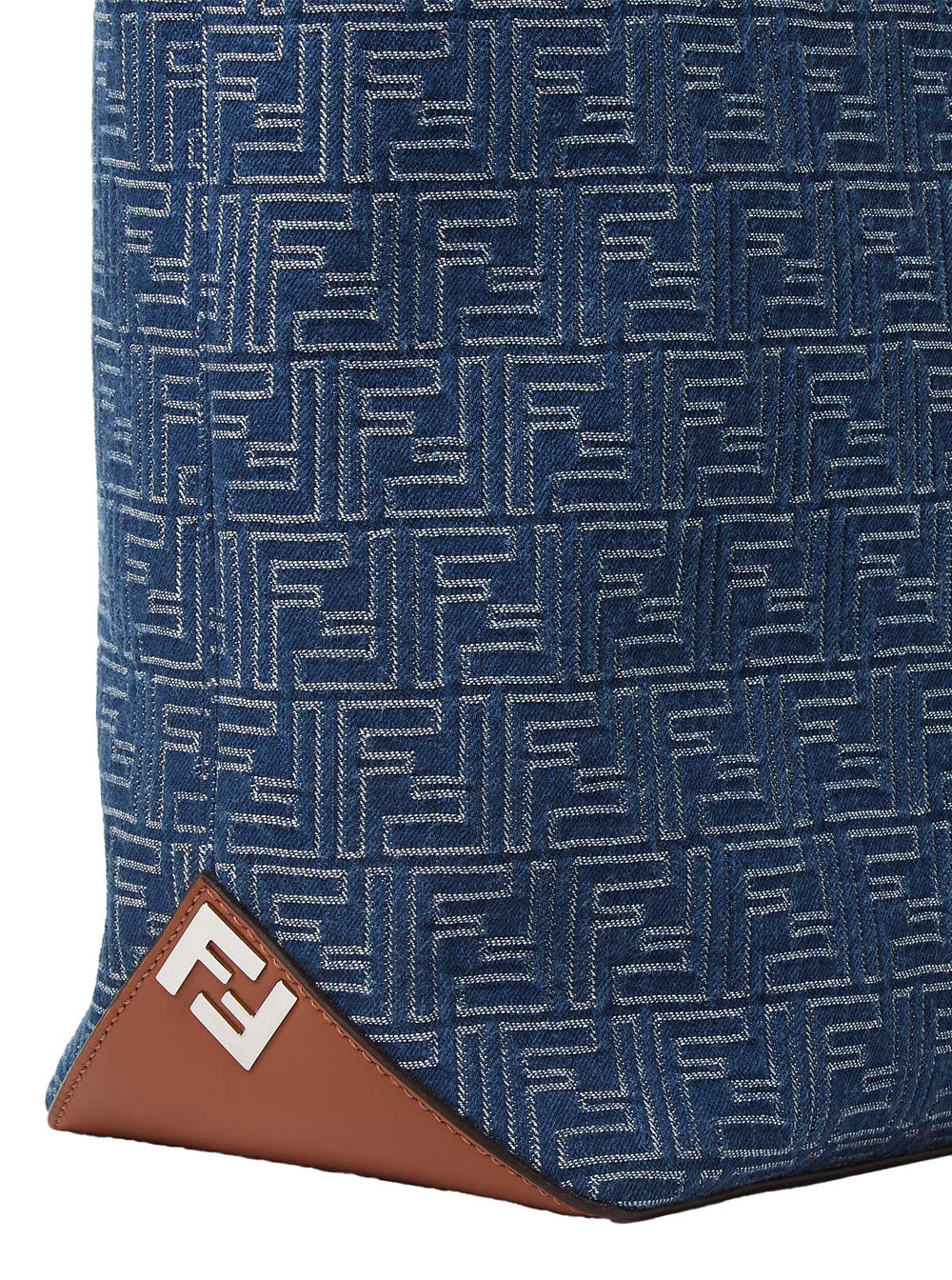 Fendi Men Blue Shopper With Long Handles And All Over Ff Motif In Cotton Man by Luosophy