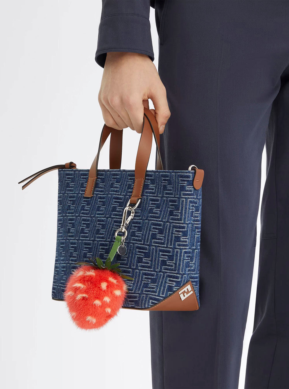 Fendi Men Blue Shopper With Top Handles And All-Over Ff Motif In Cotton Man by Luosophy