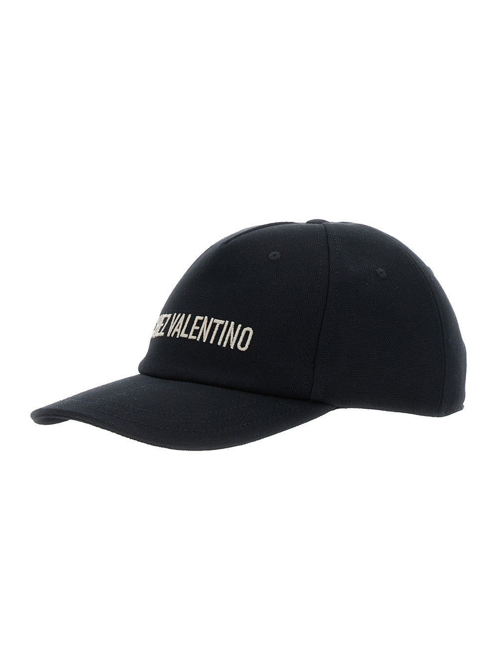 Valentino Garavani Men Black Baseball Cap With Logo Lettering On The Front In Cotton Man by Luosophy