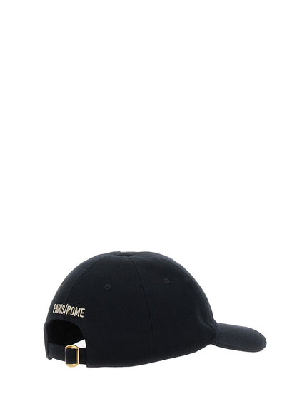 Valentino Garavani Men Black Baseball Cap With Logo Lettering On The Front In Cotton Man by Luosophy