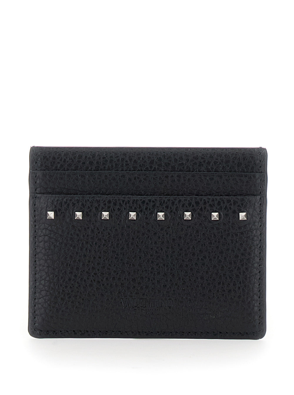Valentino Garavani Men Black Card Holder With Rockstud Embellishments In Leather Man by Luosophy