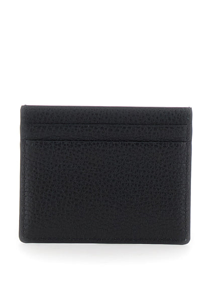 Valentino Garavani Men Black Card Holder With Rockstud Embellishments In Leather Man by Luosophy