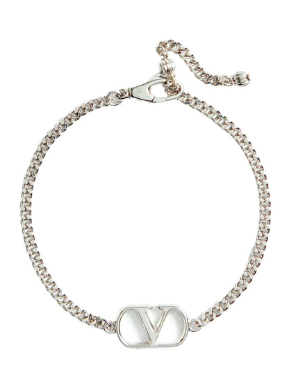 Valentino Garavani Men Metallic Bracelet With Chunky Chain-Link Design And Vlogo In Bronze Man by Luosophy