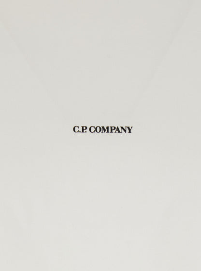 C.P. Company Men White Crewneck T-Shirt With Logo Lettering On The Front In Cotton Man by Luosophy