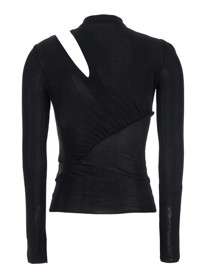Self-Portrait Women Black Long-Sleeve With Cut-Out Detail In Viscose Woman by Luosophy
