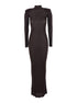 Self-Portrait Women Brown Turtleneck Long Dress With Shoulder Pads In Viscose Woman by Luosophy