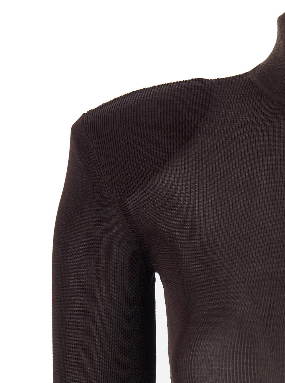 Self-Portrait Women Brown Turtleneck Long Dress With Shoulder Pads In Viscose Woman by Luosophy