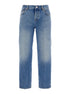 Gucci Women Blue Jeans With Logo Patch On The Rear And Faded Effect In Denim Woman by Luosophy