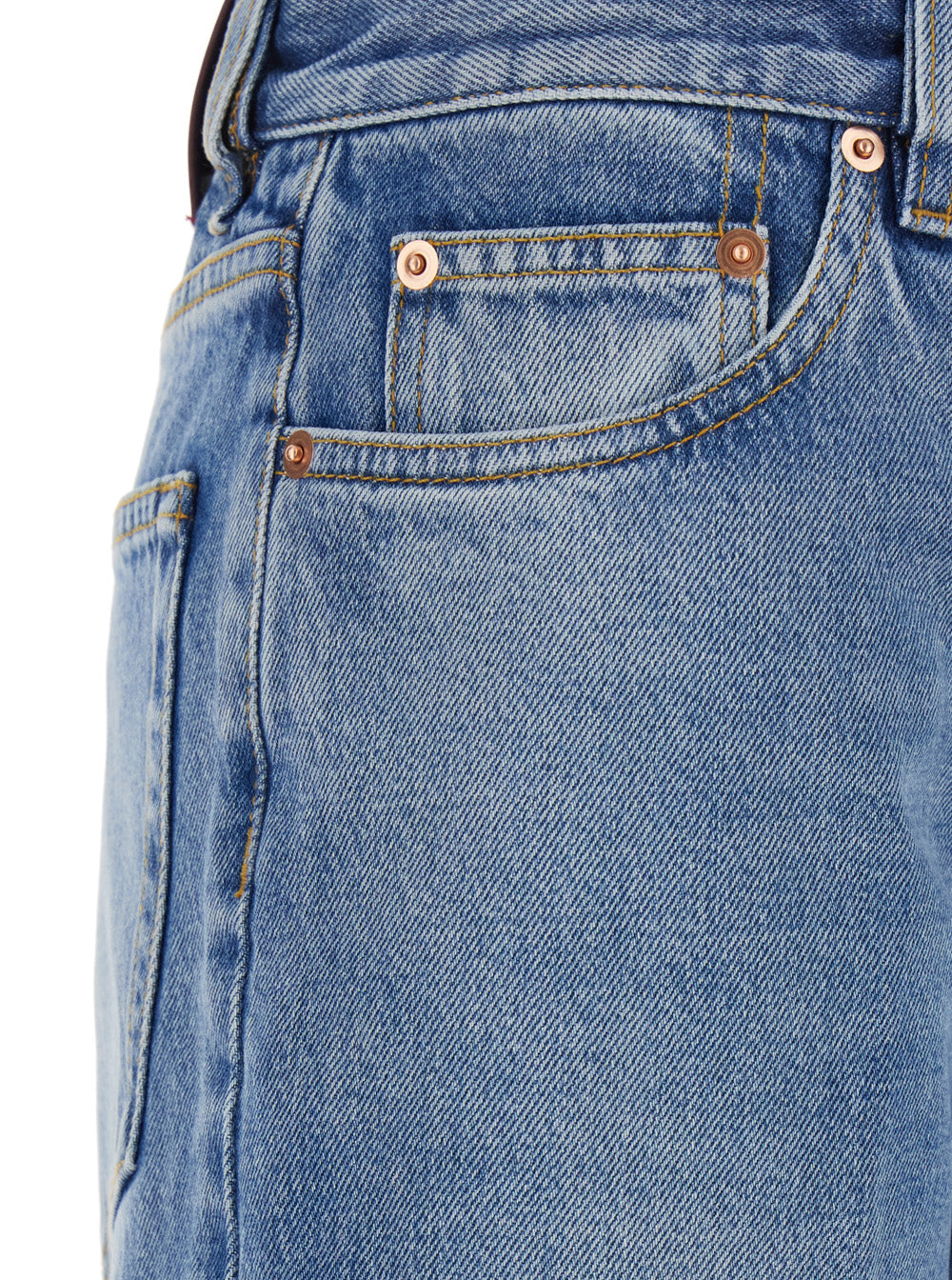 Gucci Women Blue Jeans With Logo Patch On The Rear And Faded Effect In Denim Woman by Luosophy