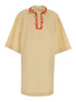 Fendi Women Beige Dress With Open Polo Shirt Style Collar And Embroidery On The Collar In Cotton Woman by Luosophy