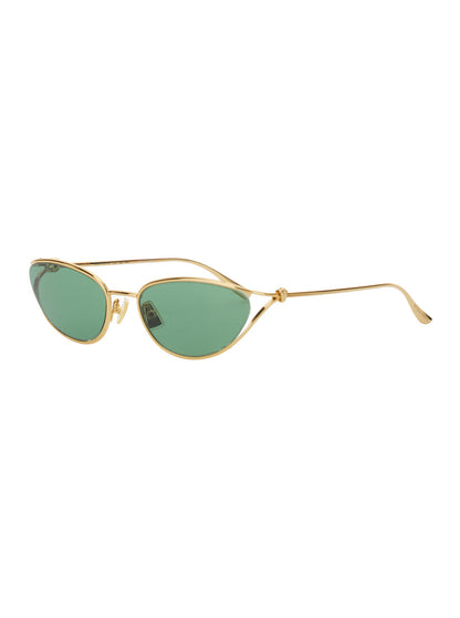 Bottega Veneta Women Green Sunglasses With Cat-Eye Design And Knot Detail On The Temples In Metal Woman by Luosophy