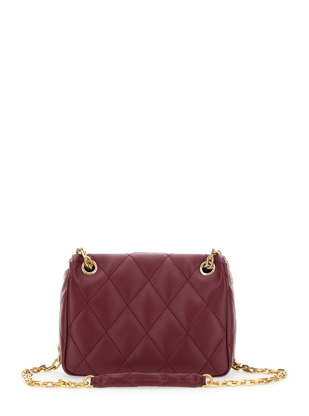 Burberry Women Bordeaux Quilted Crossbody Bag With Ekd Plaque On The Front And Chain-Link Shoulder Strap In Leather Woman by Luosophy