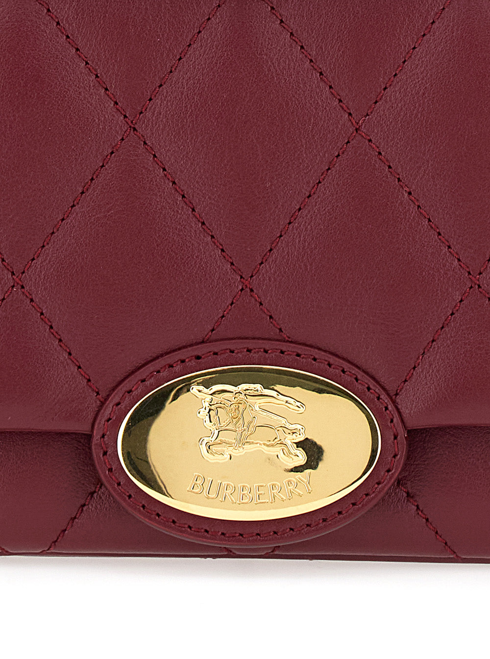 Burberry Women Bordeaux Quilted Crossbody Bag With Ekd Plaque On The Front And Chain-Link Shoulder Strap In Leather Woman by Luosophy