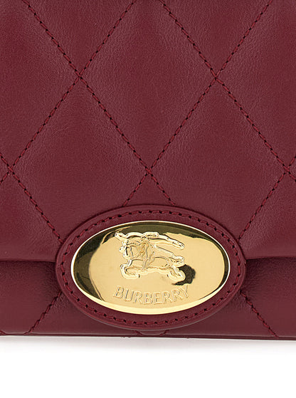 Burberry Women Bordeaux Quilted Crossbody Bag With Ekd Plaque On The Front And Chain-Link Shoulder Strap In Leather Woman by Luosophy