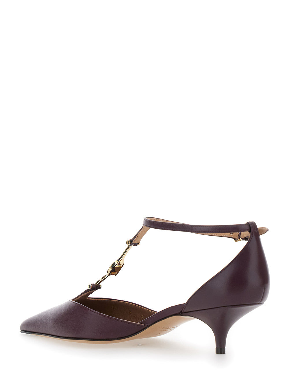 Ferragamo Women Bordeaux Pumps With T Strap And Low Heel In Leather Woman by Luosophy