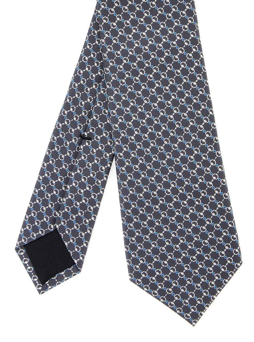 Gucci Men Grey Tie With All-Over Horsebit Print In Silk Man by Luosophy