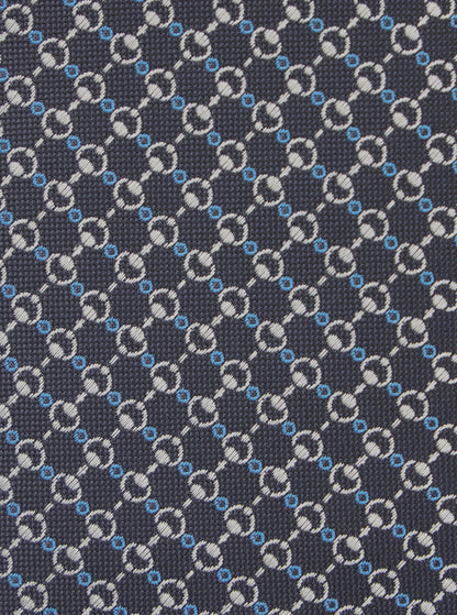 Gucci Men Grey Tie With All-Over Horsebit Print In Silk Man by Luosophy