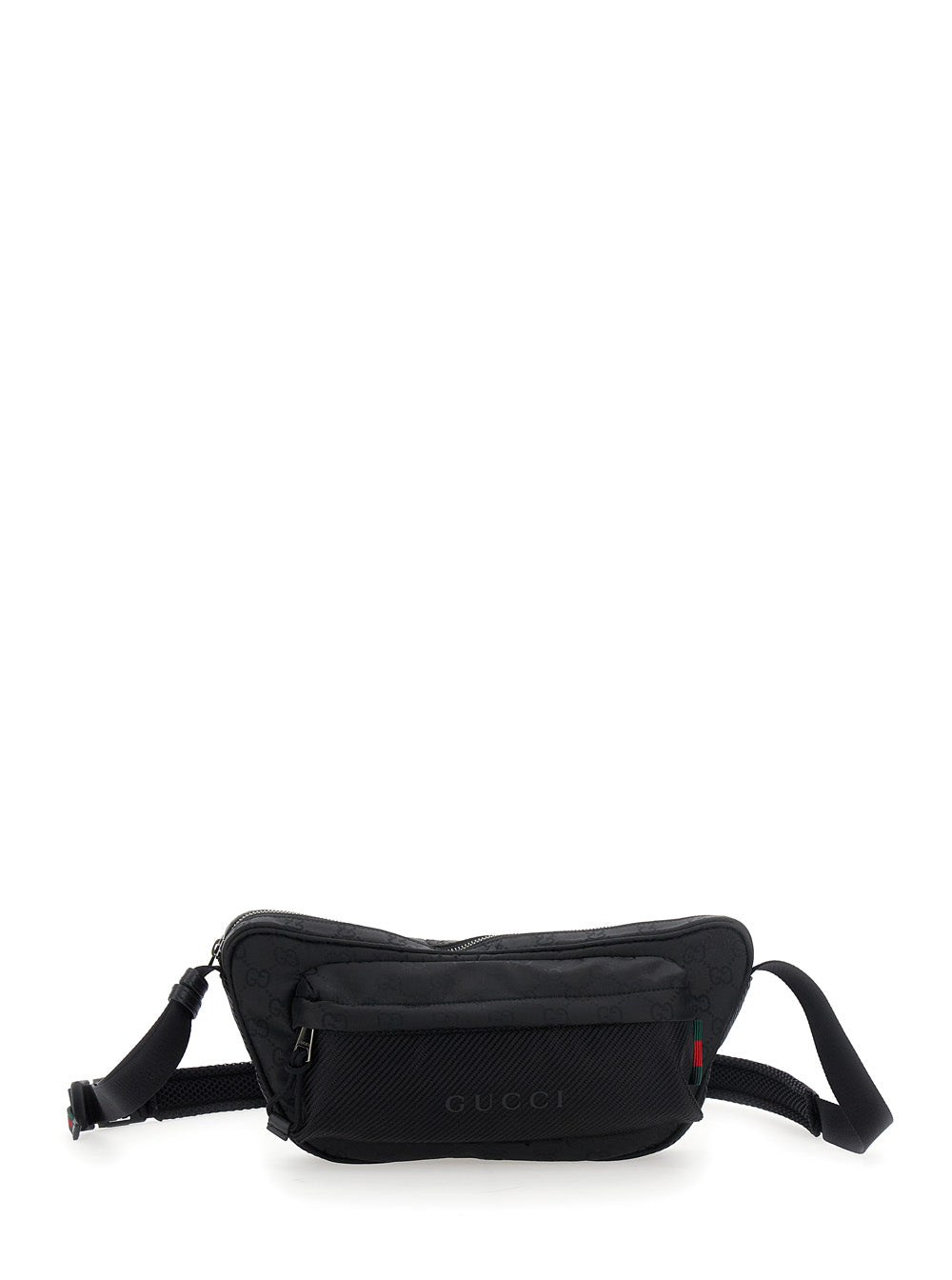 Gucci Men Black Pouch With Adjustable Waist Strap And Logo Lettering On The Front In Gg Canvas Man by Luosophy