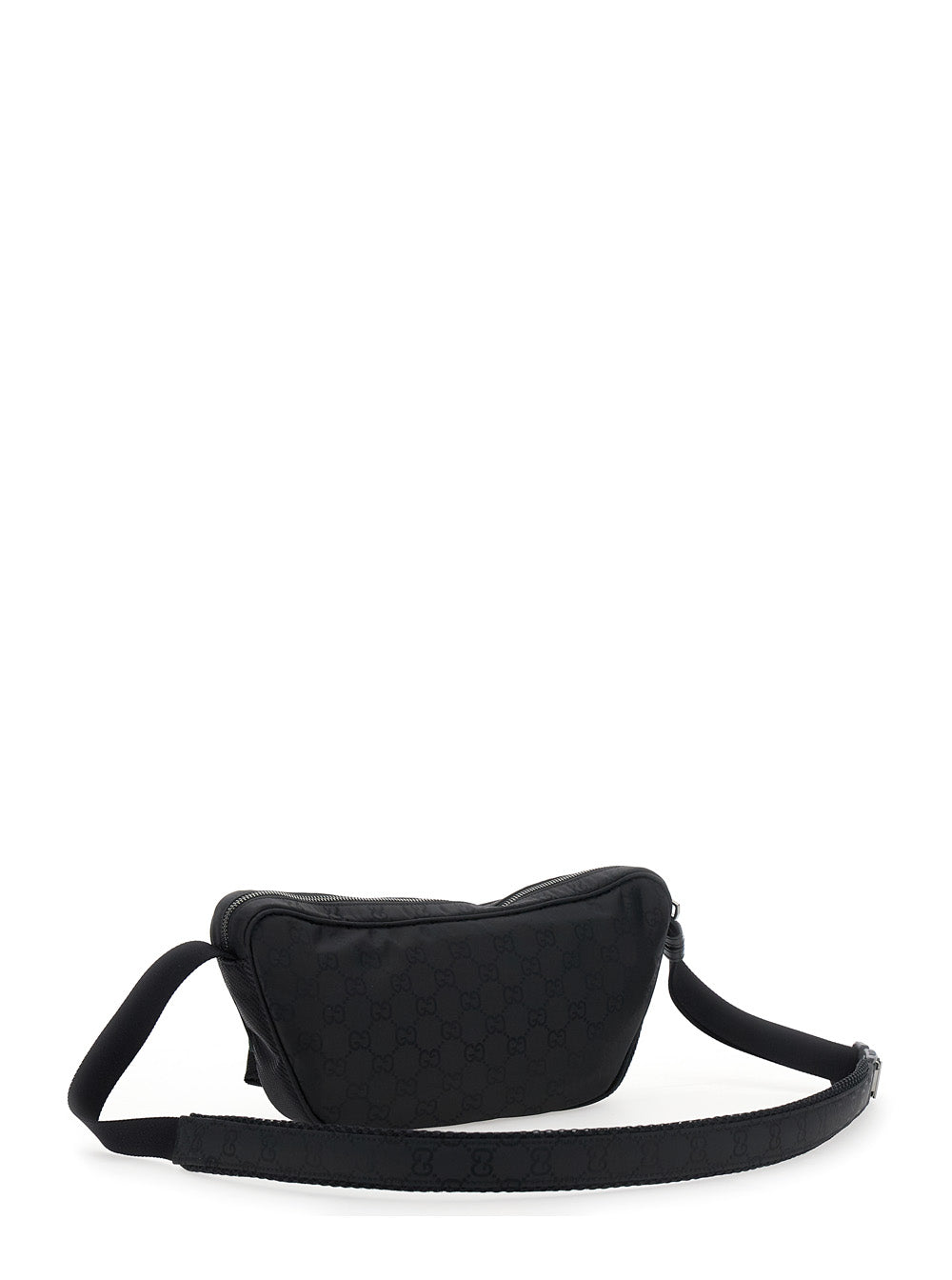 Gucci Men Black Pouch With Adjustable Waist Strap And Logo Lettering On The Front In Gg Canvas Man by Luosophy