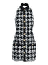 Balmain Women Black And White Halterneck Mini Dress With Houndstooth Motif In Tweed And Satin Woman by Luosophy