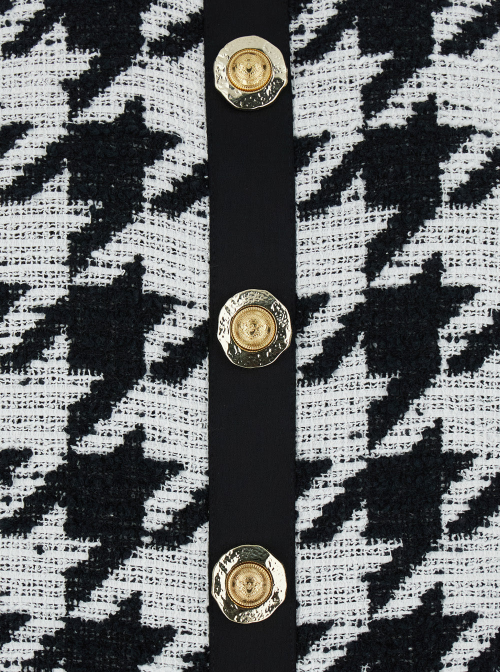 Balmain Women Black And White Halterneck Mini Dress With Houndstooth Motif In Tweed And Satin Woman by Luosophy